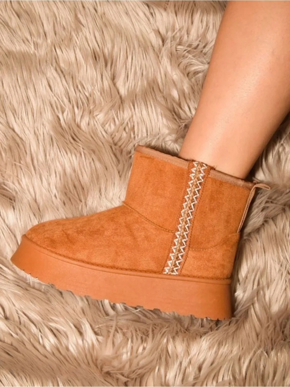 Wild Diva Tan Platform Ankle Booties platform style New